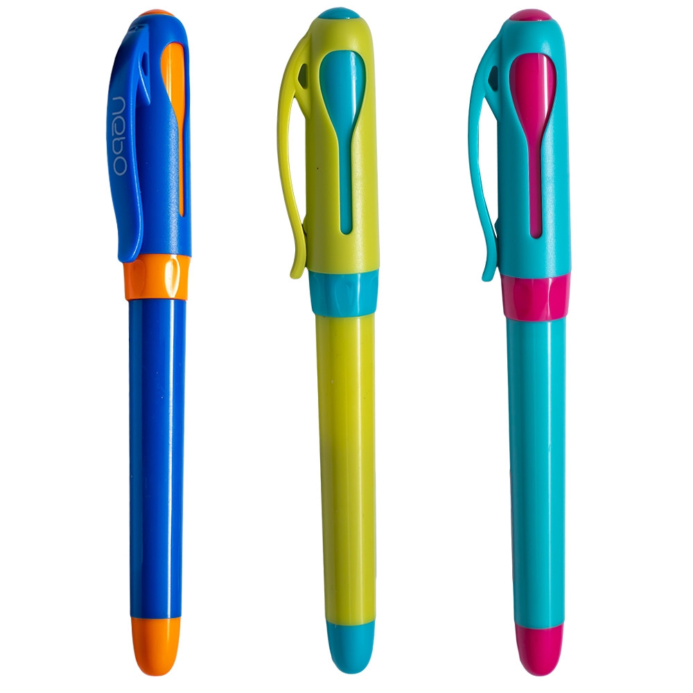 Roller cu cerneala albastra, clips de prindere, corp in diverse culori - imagine 4